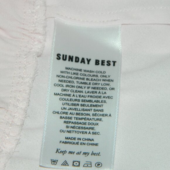 Sunday Best Aritzia Soft Pink Cropped Peplum Crepe Fabric Blouse Top Size M - Picture 11 of 12